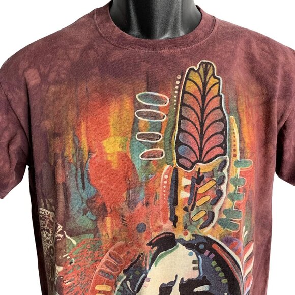 The Mountain Cherokee Indian T Shirt S Maroon Crewneck Short Sleeve Sitting Bull - Picture 3 of 8